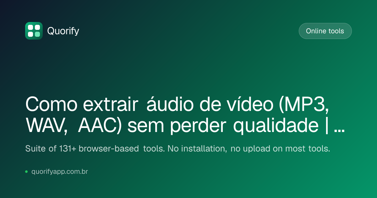 Como extrair áudio de vídeo (MP3, WAV, AAC) sem perder qualidade ...